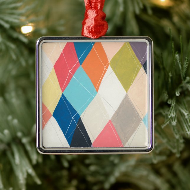 Harlequin Hopscotch - Muster der Raute Ornament Aus Metall (Baum)