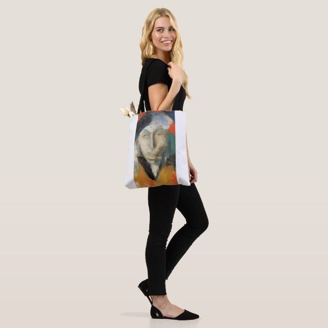 Harlequin in Rot: Künstlerische Tote Tasche (Am Model)