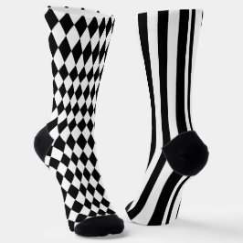 Harlequin Jester Diamonds and Stripes Gemustert Socken