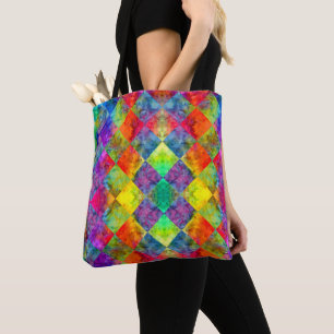 [Harlequin-Krawatte-Färbung] Diamant-Fraktal geprü Tasche