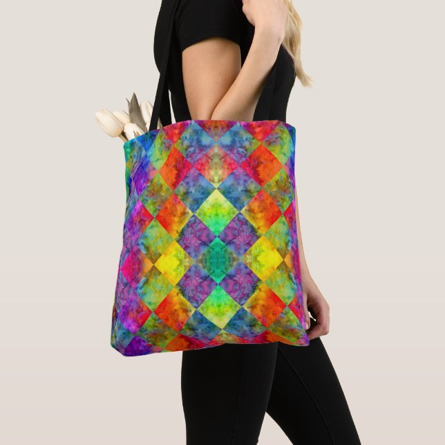 [Harlequin-Krawatte-Färbung] Diamant-Fraktal geprü Tasche (Von Nahem)