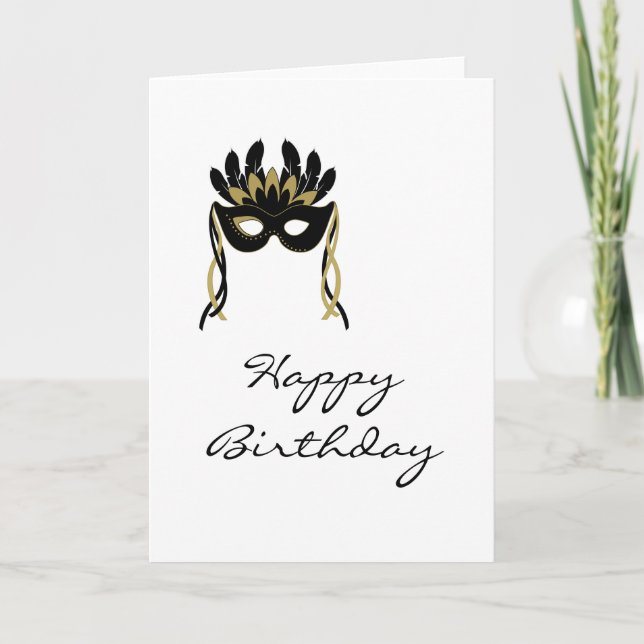 Harlequin Mask Happy Birthday Card Karte (Vorderseite)