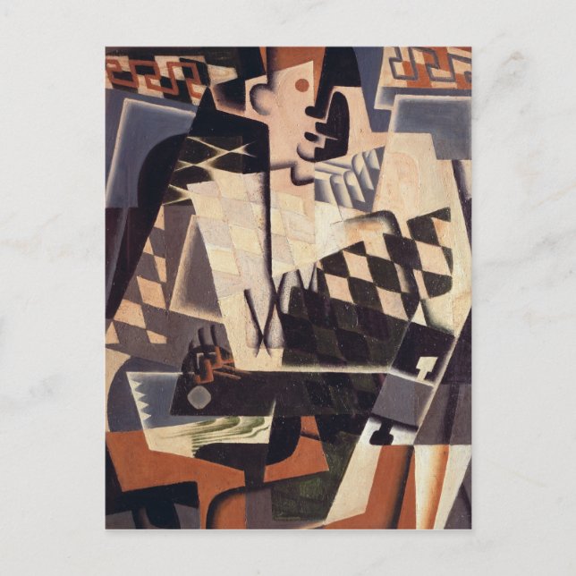 Harlequin mit Gitarre, 1917 Postkarte (Vorderseite)