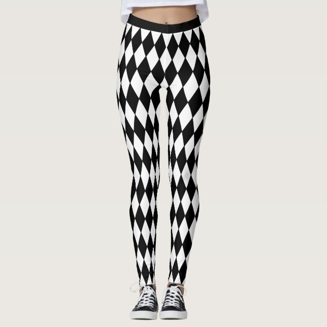 Harlequin Motif Leggings noir et blanc (Devant)