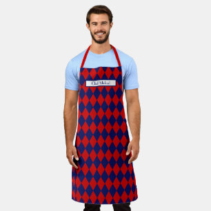 Harlequin-Muster DIY Farben Navy Rot SV Schürze