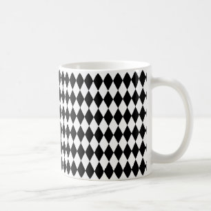 Harlequin-Muster, elegantes Schwarz-Weiß-Design Kaffeetasse