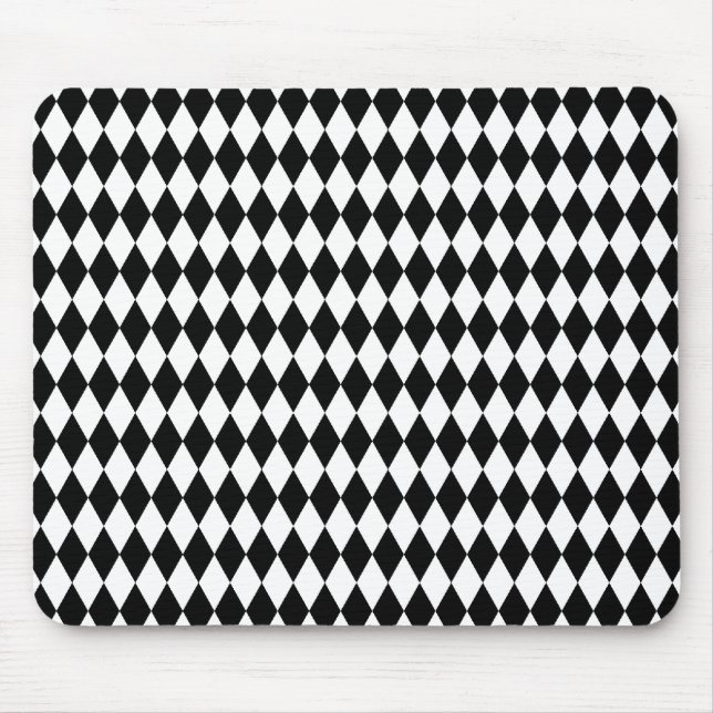 Harlequin-Muster, elegantes Schwarz-Weiß-Design Mousepad (Vorne)
