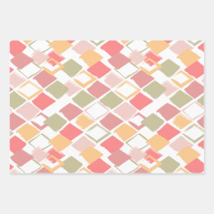 Harlequin Muster in Popkeln Sommerfarben Geschenkpapier Set