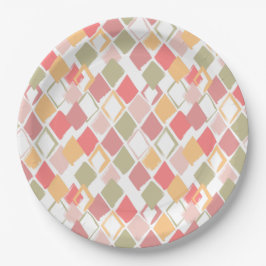 Harlequin Muster in Popkeln Sommerfarben Pappteller