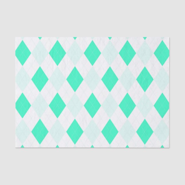 Harlequin-Muster Mint Green White Cool Trendy Seidenpapier (Vorderseite)