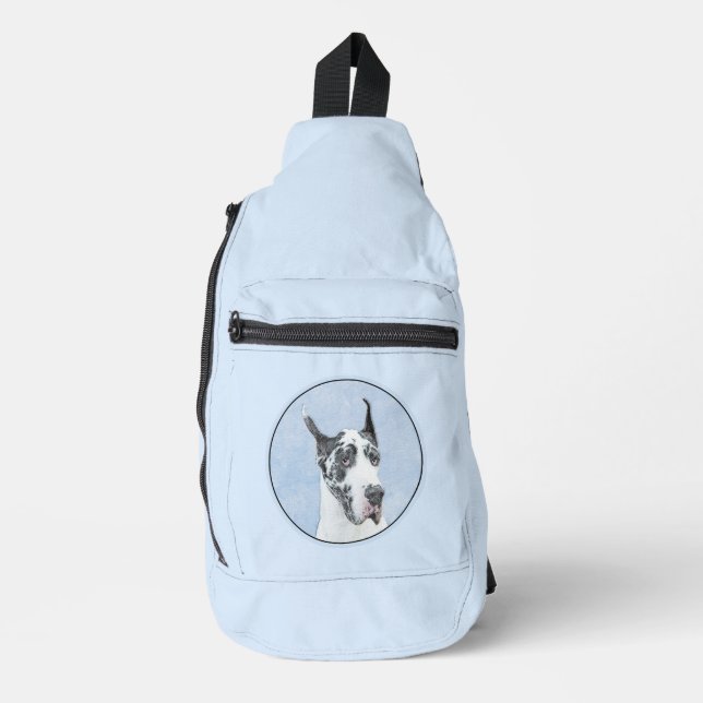 Harlequin Original Dog Art Crossbody Bag (Vorderseite)