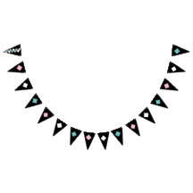 Harlequin-Party-Banner (schwarz, Aqua und rosa)