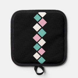 Harlequin Pot Holder (Schwarz, Aqua & Pink) Topflappen