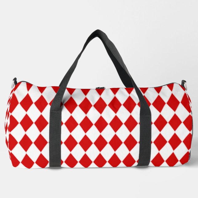 Harlequin-Rotweiße Duffle Bag (Vorderseite)