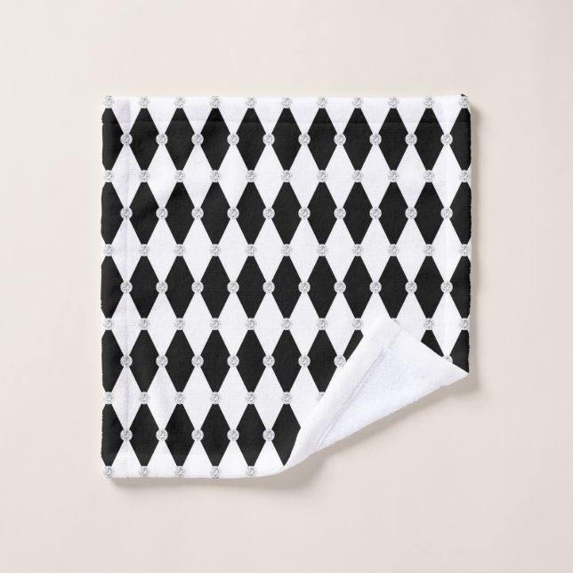 Harlequin Schwarz-weiß Rhombus Diamantform Waschlappen (Waschlappen)