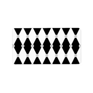 Harlequin Schwarz-weiß Rhombus Diamond Shape Adressaufkleber