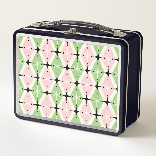 Harlequin Sternexplosion Pink/Kiwi ©studioxtin Metall Brotdose (Vorderseite)