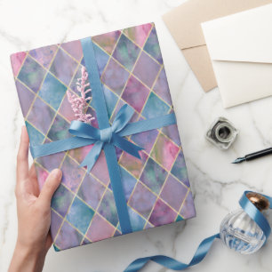 Harlequin-Wasserfarbe-Diamant geometrisches Muster Geschenkpapier