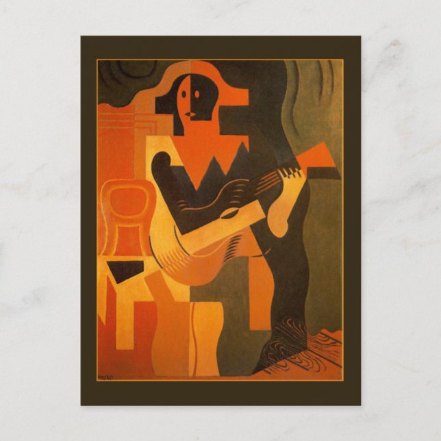 Harlequin with Guitar by Juan Gris Fine Art Cubism Postkarte (Vorderseite)