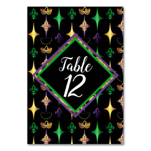 Harlequins Beads Mask Lilie Mardi Gras Tischnummer