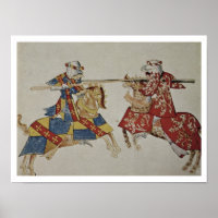 Harley 4205 f.366 Jousting Knights, c.1445 (Vellum