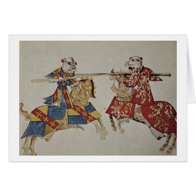 Harley 4205 f.366 turnierende Ritter, c.1445 (Vorderseite (Horizontal))
