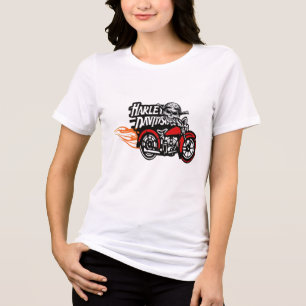 Harley Davidson Flammender Veteran Biker Totenkopf Tri-Blend Shirt