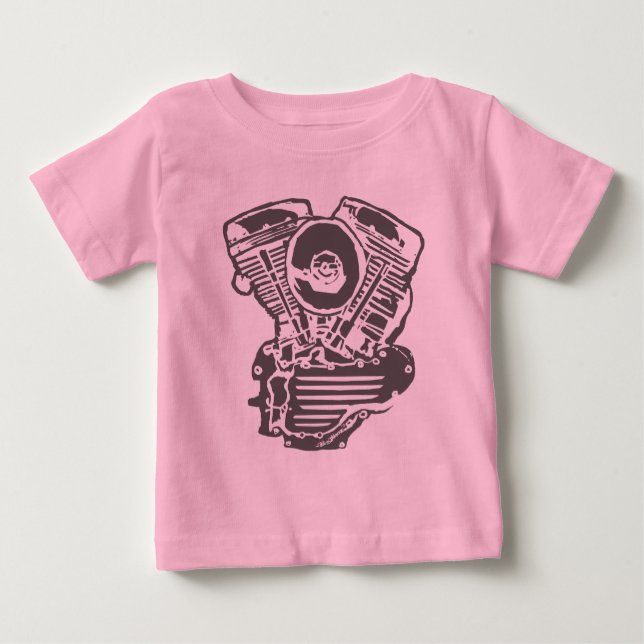 Harley Panhead Motor-Zeichnen Baby T-shirt (Vorderseite)