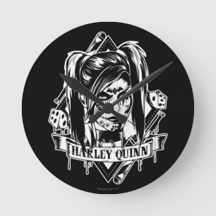 Harley Quinn Abzeichen Runde Wanduhr