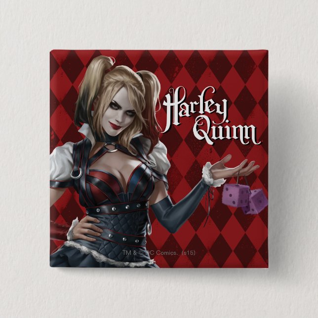 Harley Quinn mit Fuzzy Dice Button (Vorderseite)