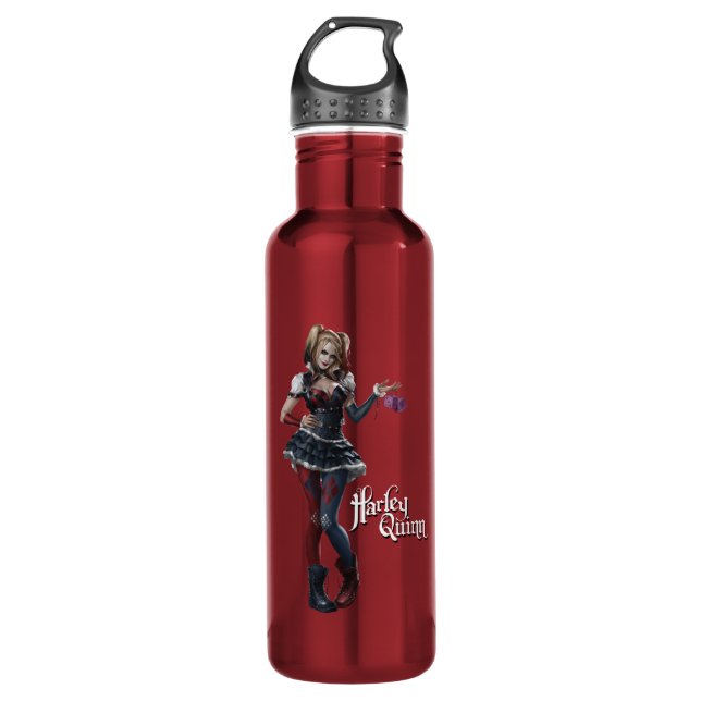 Harley Quinn mit Fuzzy Dice Edelstahlflasche (Vorderseite)