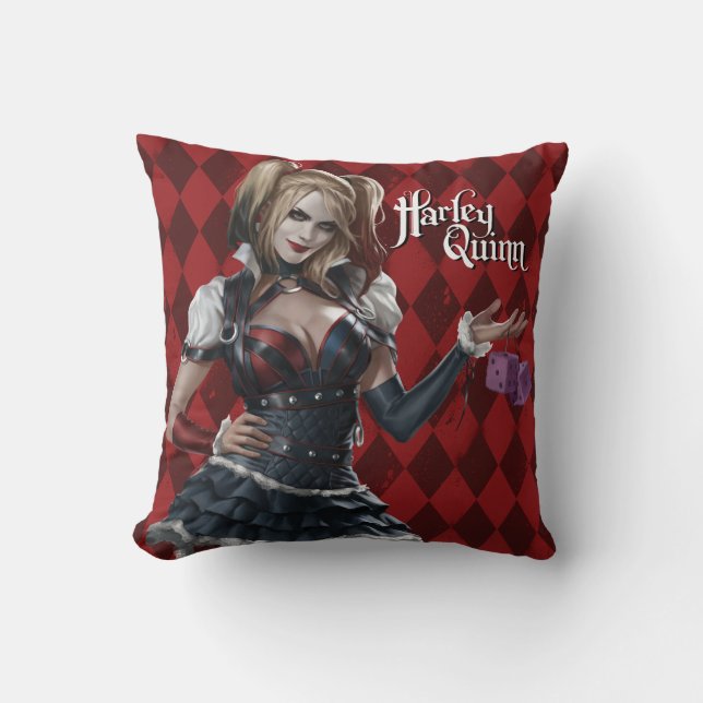 HARLEY QUINN™ mit schwindelerregenden Würfeln Kissen (Vorderseite)