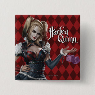 Harley Quinn With Fuzzy Dice Button
