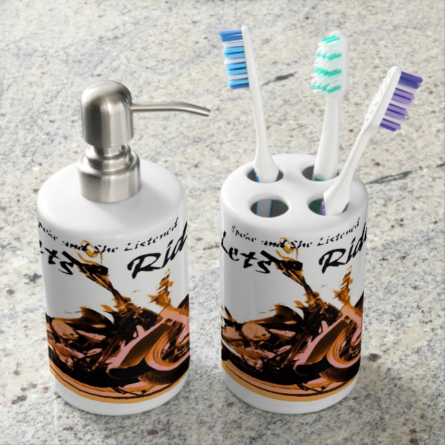 Harley Zahnbürste-Halter-und Seifen-Zufuhr-Set Seifenspender & Zahnbürstenhalter (Vorderseite)