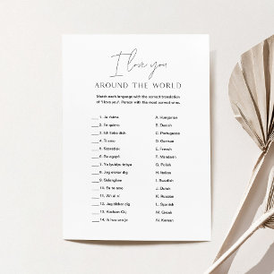 HARLOW I Liebe Sie um die World Bridal Game Card Einladung