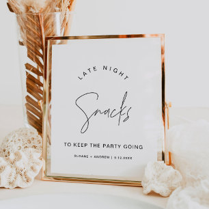 HARLOW Late Night Snacks Wedding Sign Poster