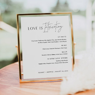 HARLOW Love Is Intoxicating Bar Menu Schild 20x25c