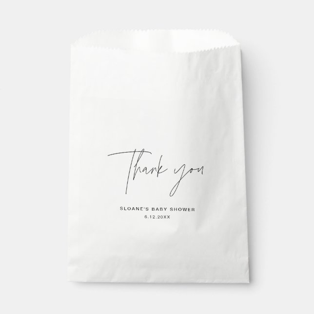 HARLOW Minimalistisch Vielen Dank Baby Dusche Geschenktütchen (Vorderseite)