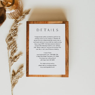 HARLOW Minimalistische Hochzeitdetails 5x3.5 Begleitkarte