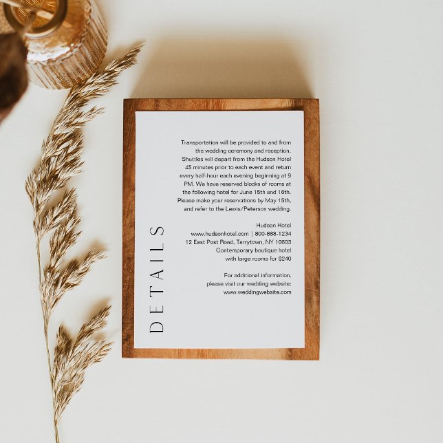 HARLOW Minimalistische Hochzeitdetails 5x3.5 Begleitkarte (Von Creator hochgeladen)