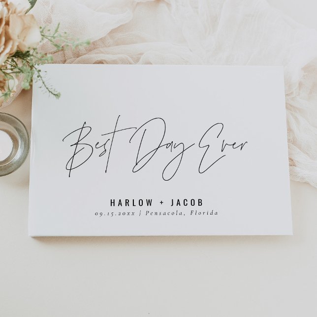 HARLOW Modern Minimalistisch Best Day Ever Wedding Gästebuch (Von Creator hochgeladen)