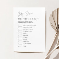 HARLOW Raten Sie die Price Baby Shower Game Karte