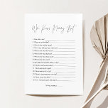 HARLOW Wer Mommy Best Baby Shower Game Card kennt Einladung<br><div class="desc">Harlow Collection - eine perfekte Mischung aus purer Eleganz und modernem Flair. Es ist mit einem modernen Script-Schriftart entworfen,  der Stil und Eleganz ausstrahlt. Jedes Produkt in der Kollektion ist sorgfältig gefertigt,  um einen zeitlosen und On-Trend-Look zu präsentieren.</div>