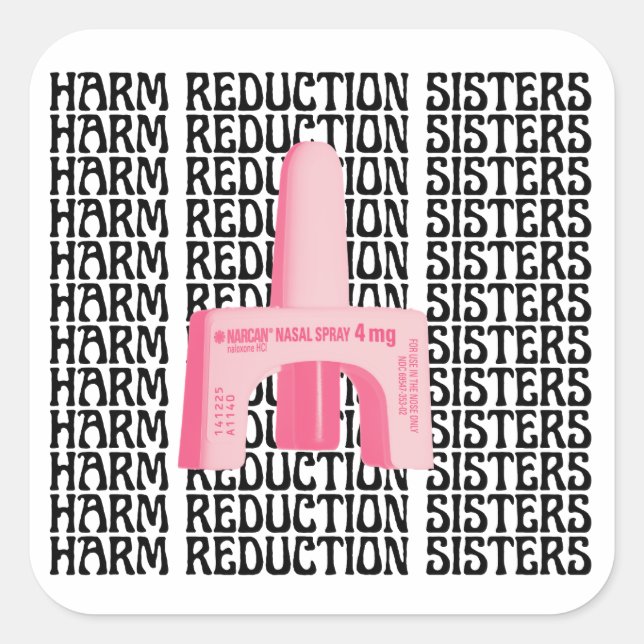 Harm Reduction Sisters Pink Narcan Quadratischer Aufkleber (Vorderseite)