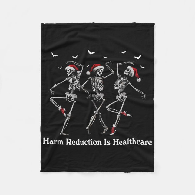 Harm Reduction Skeleton Tanzen Weihnachtsüberdosis Fleecedecke (Vorderseite)