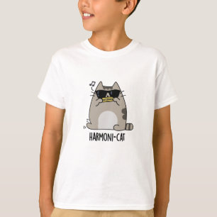 Harmoni-cat Funny Harmonica Cat Pun T-Shirt