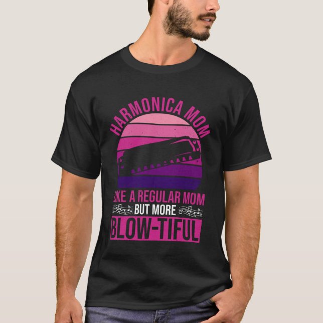Harmonic Player Mom And Harmonica Mother T-Shirt (Vorderseite)