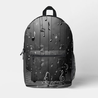 Harmonic Shades: Grey Music Artwork Fashion Design Bedruckter Rucksack