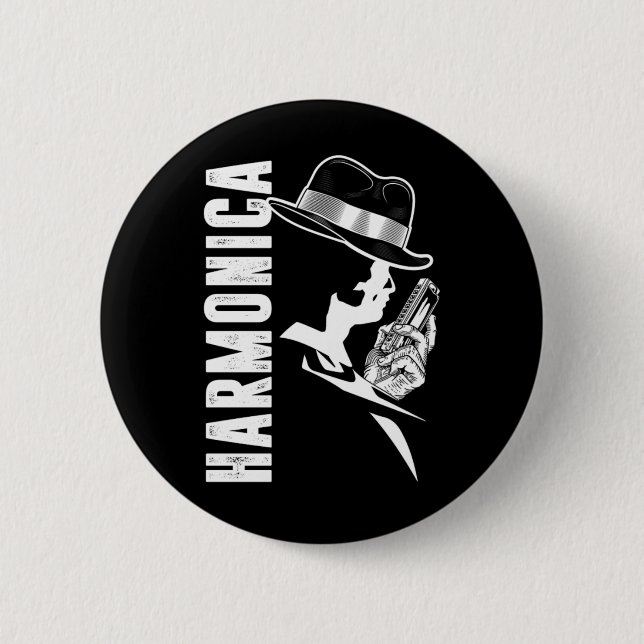 Harmonica Blues Music Sound Instrument Band Gesche Button (Vorderseite)