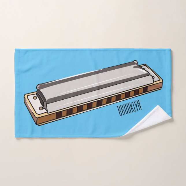Harmonica Cartoon Illustration Badhandtuch Set (Handtuch)